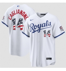 Men Kansas City Royals  14 Jac Caglianone White USA 250 Fourth of July Stitched Baseball Jersey