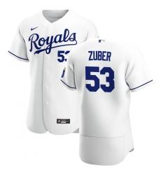 Men Kansas City Royals 53 Tyler Zuber Men Nike White Home 2020 Flex Base Player MLB Jersey