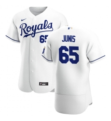 Men Kansas City Royals 65 Jakob Junis Men Nike White Home 2020 Flex Base Player MLB Jersey