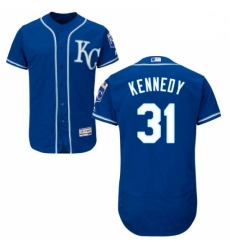 Mens Majestic Kansas City Royals 31 Ian Kennedy Royal Blue Alternate Flex Base Collection 2018 World Series Jersey 