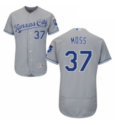 Mens Majestic Kansas City Royals 37 Brandon Moss Grey Flexbase Authentic Collection MLB Jersey