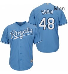 Mens Majestic Kansas City Royals 48 Joakim Soria Replica Light Blue Alternate 1 Cool Base MLB Jersey