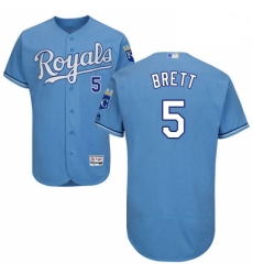 Mens Majestic Kansas City Royals 5 George Brett Light Blue Alternate Flex Base Collection 2018 World Series Jersey 