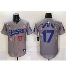 Men Los Angeles Dodgers  17 Shohei Ohtani Grey 2025 Tokyo Series Limited Stitched Baseball Jersey
