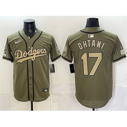 Men Los Angeles Dodgers  17 Shohei Ohtani Olive 2026 Armed Forces Day Stitched Baseball Jersey