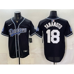 Men Los Angeles Dodgers  18 Yoshinobu Yamamoto B2B Champs 2026 Black Out Style Vapor Limited Stitched Baseball Jersey