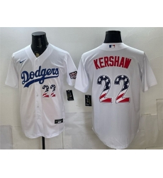 Men Los Angeles Dodgers  22 Clayton Kershaw White USA 250 Fourth of July Home Stitched Baseball Jersey