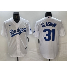 Men Los Angeles Dodgers 31 Tyler Glasnow White Cool Base Stitched Baseball Jersey