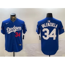 Men Los Angeles Dodgers 34 Toro Valenzuela Royal 2024 World Series Champions With Fernando Memorial Patch Alternate Limited Stitched Baseball Jersey