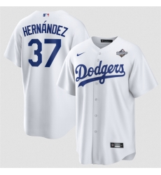Men Los Angeles Dodgers 37 Teoscar Hernandez White 2025 World Series Home Cool Base Stitched Baseball Jersey