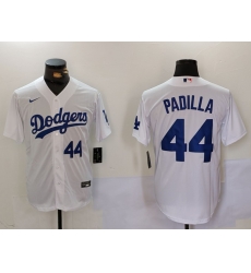 Men Los Angeles Dodgers 44 Vicente Padilla White Cool Base Stitched Baseball Jersey 2