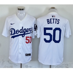 Men Los Angeles Dodgers 50 Mookie Betts White Home Limited Stitched Baseball Jersey