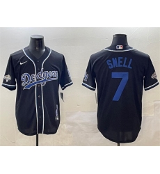 Men Los Angeles Dodgers 7 Blake Snell Black 2024 World Series Champions Cool Base Stitched Baseball Jersey 1