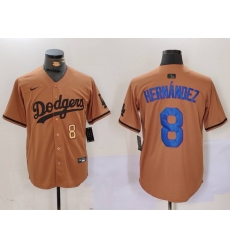 Men Los Angeles Dodgers 8 Kik E9 Hernandez Brown Cool Base Stitched Baseball Jersey 2