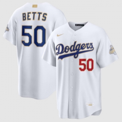 Men Los Angeles Dodgers Mookie Betts Nike White 2026 Gold Collection Stadium Jersey