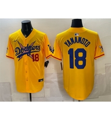Men Los Angeles Dodgers x One Piece  18 Yoshinobu Yamamoto Yellow Vapor Premier Limited Stitched Baseball Jersey