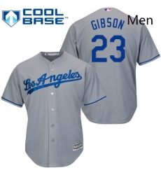 Mens Majestic Los Angeles Dodgers 23 Kirk Gibson Replica Grey Road Cool Base MLB Jersey