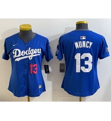 Women Los Angeles Dodgers 13 Max Muncy Royal 2024 World Series With Fernando Memorial Patch Alternate Limited Stitched Baseball Jersey 