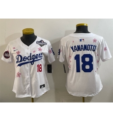 Women Los Angeles Dodgers 18 Yoshinobu Yamamoto White 2025 World Series Patch Tokyo Series Limited Stitched Baseball Jersey Women Los Angeles Dodgers 18 Yoshinobu Yamamoto White 2025 World Series Patch Tokyo Series Limited Stitched Baseball Jersey