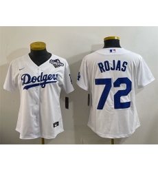 Women Los Angeles Dodgers 72 Miguel Rojas White 2025 World Series Home Cool Base Stitched Baseball Jersey 