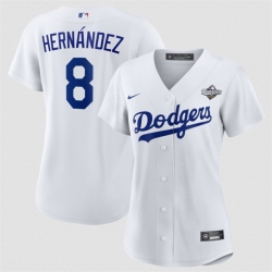Women Los Angeles Dodgers 8 Enrique Hernandez White 2025 World Series Home Cool Base Limited Stitched Baseball Jersey  Women Los Angeles Dodgers 8 Enrique Hernandez White 2025 World Series Home Cool Base Limited Stitched Baseball Jersey