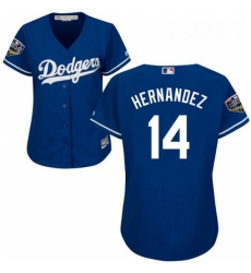 Womens Majestic Los Angeles Dodgers 14 Enrique Hernandez Authentic Royal Blue Alternate Cool Base 2018 World Series MLB Jerseyy