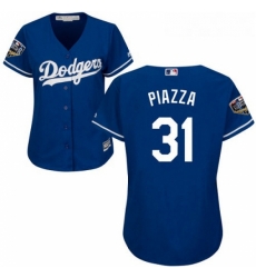 Womens Majestic Los Angeles Dodgers 31 Mike Piazza Authentic Royal Blue Alternate Cool Base 2018 World Series MLB Jersey