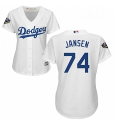 Womens Majestic Los Angeles Dodgers 74 Kenley Jansen Authentic White Home Cool Base 2018 World Series MLB Jersey