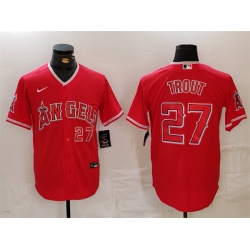 Men Los Angeles Angels 27 Mike Trout Red Stitched Baseball Jersey