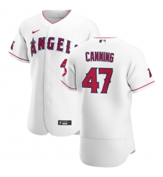 Men Los Angeles Angels 47 Griffin Canning Men Nike White Home 2020 Flex Base Player MLB Jersey