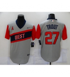 Men's Los Angeles Angels of Anaheim #27 Mike Trout Grey Flex Base Authentic Jersey