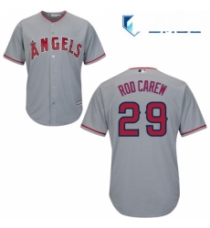 Mens Majestic Los Angeles Angels of Anaheim 29 Rod Carew Replica Grey Road Cool Base MLB Jersey