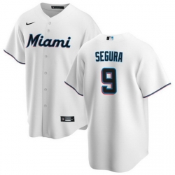 Men Miami Marlins 9 Jean Segura White Cool Base Stitched Baseball Jersey