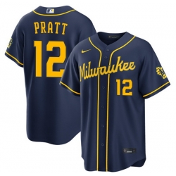 Men Milwaukee Brewers 12 Cooper Pratt Navy 2025 With Patch Stitched Baseball Jersey