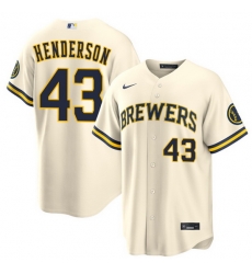 Men Milwaukee Brewers 43 LOGAN Henderson White Ice Cream Stitched Baseball Jersey