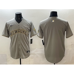 Men Milwaukee Brewers Blank Grey Home Limited Stitched Jersey
