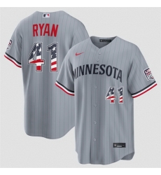 Men Minnesota Twins  41 Joe Ryan Grey 2026 USA 250 Fourth of July Stitched Baseball Jersey
