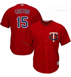 Mens Majestic Minnesota Twins 15 Jason Castro Replica Scarlet Alternate Cool Base MLB Jersey