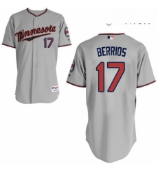 Mens Majestic Minnesota Twins 17 Jose Berrios Authentic Grey Road Cool Base MLB Jersey