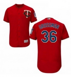 Mens Majestic Minnesota Twins 36 Robbie Grossman Authentic Scarlet Alternate Flex Base Authentic Collection MLB Jersey