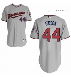 Mens Majestic Minnesota Twins 44 Kyle Gibson Replica Grey Road Cool Base MLB Jersey 