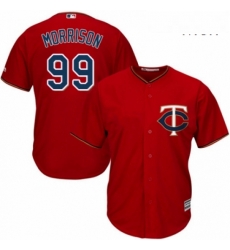 Mens Majestic Minnesota Twins 99 Logan Morrison Replica Scarlet Alternate Cool Base MLB Jersey 