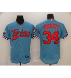 Twins 34 Kirby Puckett Blue Nike 60th Season Flexbase Jersey