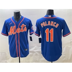 Men New York Mets  11 Jorge Polanco Blue Cool Base Stitched Baseball Jersey