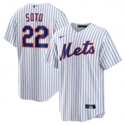 Men New York Mets 22 Juan Soto White 2024 Cool Base Limited Stitched Baseball Jersey