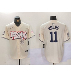 Men New York Yankees 11 Anthony Volpe Cream The Bronx Graffiti V2 Vapor Limited Stitched Baseball Jersey 3