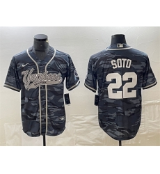 Men New York Yankees 22 Juan Soto Gray Camo Cool Base Stitched Baseball Jersey