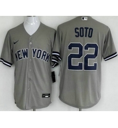 Men New York Yankees 22 Juan Soto Gray Player Name Cool Base Jersey