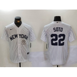 Men New York Yankees 22 Juan Soto White Cool Base Stitched Baseball Jersey