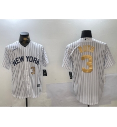 Men New York Yankees 3 Babe Ruth White Pinstripe Fashion Cool Base Jerseys